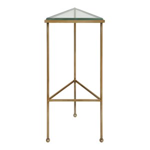 uttermost giza triangular contemporary iron and glass drink table in gold