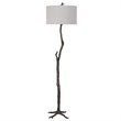 Uttermost Spruce Transitional Cast Iron and Fabric Floor Lamp in Black/Silver