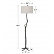 Uttermost Spruce Transitional Cast Iron and Fabric Floor Lamp in Black/Silver