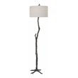 Uttermost Spruce Transitional Cast Iron and Fabric Floor Lamp in Black/Silver