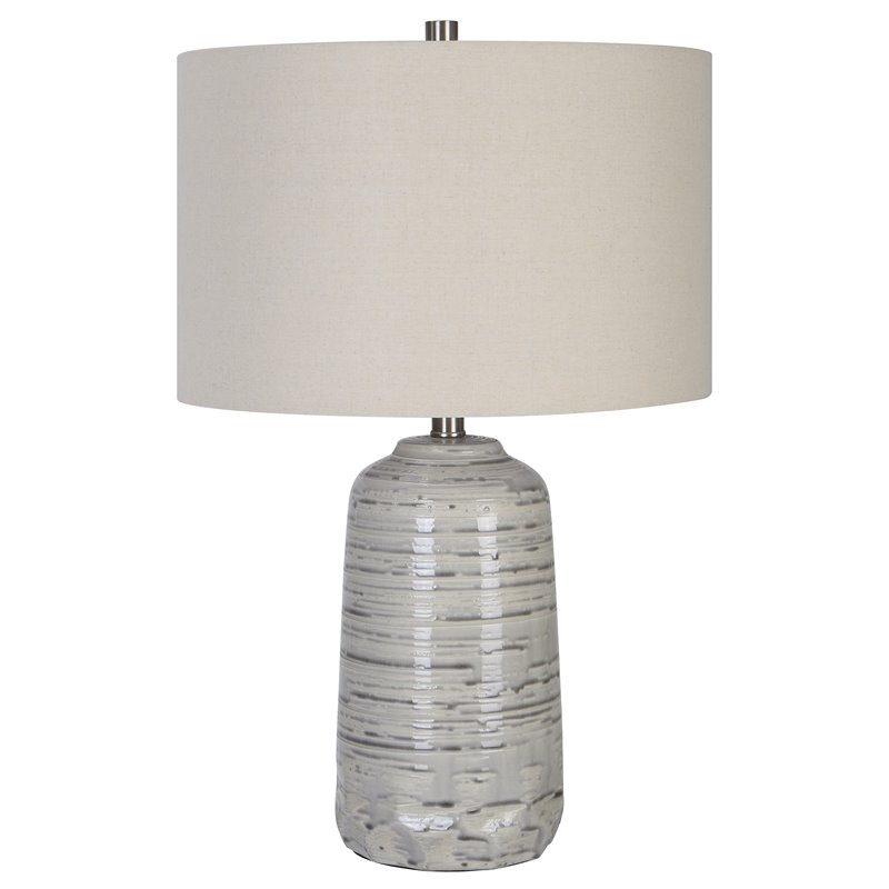 Uttermost Cyclone Contemporary Ceramic Iron and Fabric Table Lamp in Gray