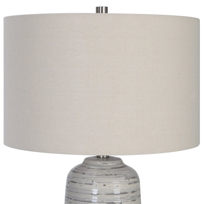 Uttermost Cyclone Contemporary Ceramic Iron and Fabric Table Lamp in Gray