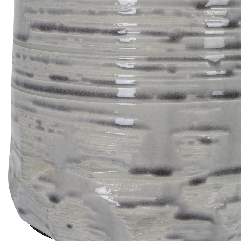 Uttermost Cyclone Contemporary Ceramic Iron and Fabric Table Lamp in Gray
