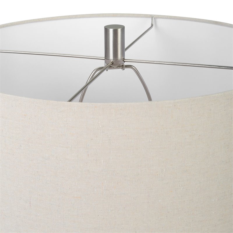 Uttermost Cyclone Contemporary Ceramic Iron and Fabric Table Lamp in Gray