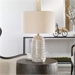 Uttermost Cyclone Contemporary Ceramic Iron and Fabric Table Lamp in Gray