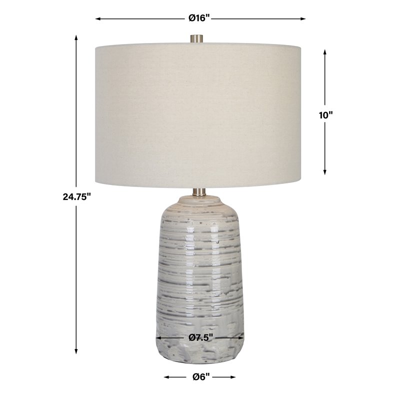 Uttermost Cyclone Contemporary Ceramic Iron and Fabric Table Lamp in Gray