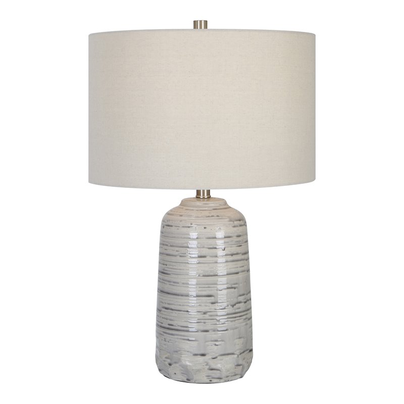Uttermost Cyclone Contemporary Ceramic Iron and Fabric Table Lamp in Gray