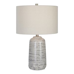 Uttermost Cyclone Contemporary Ceramic Iron and Fabric Table Lamp in Gray