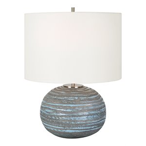 uttermost prova contemporary ceramic and iron accent lamp in blue/gray