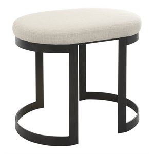 Uttermost Infinity MDF Metal and Fabric Accent Stool in Black/Off White