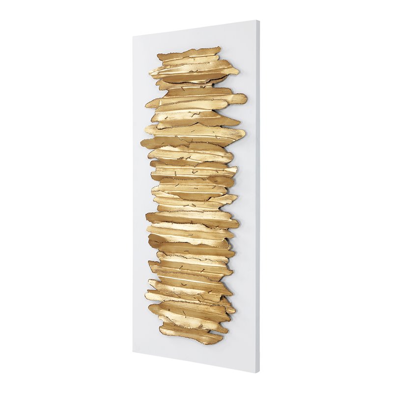 Uttermost Lev Contemporary Iron Metal Wall Decor in Antique Gold/White