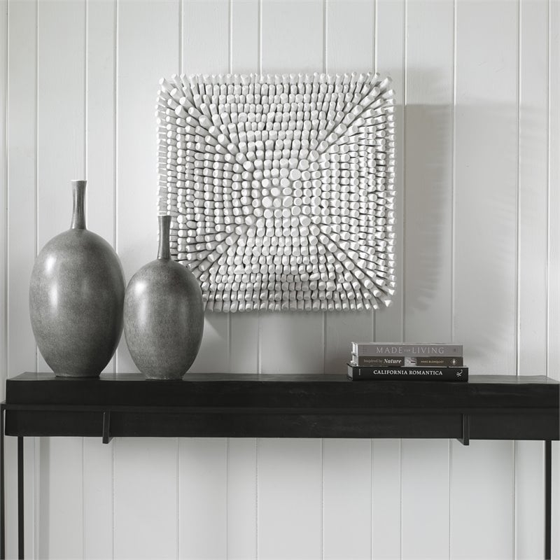 Uttermost Portside Contemporary Beech Wood and Fir Wall Panel in Matte White