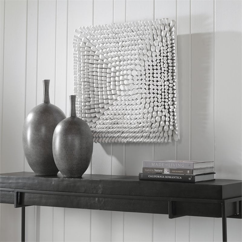 Uttermost Portside Contemporary Beech Wood and Fir Wall Panel in Matte White