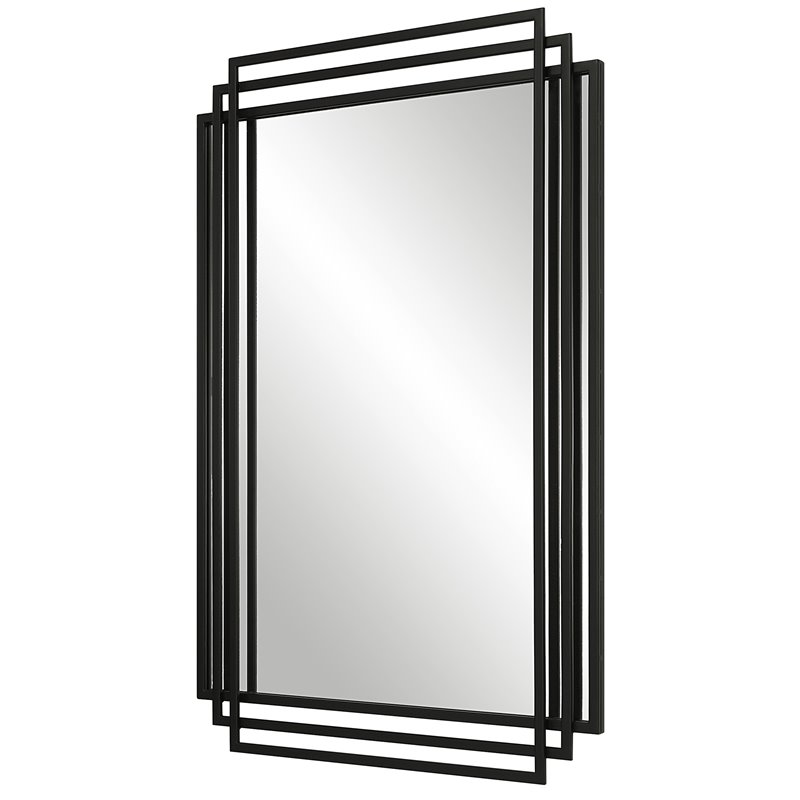 Uttermost Amherst Contemporary Iron and MDF Mirror in Matte Black