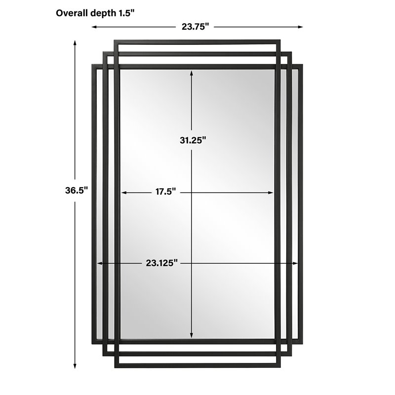 Uttermost Amherst Contemporary Iron and MDF Mirror in Matte Black