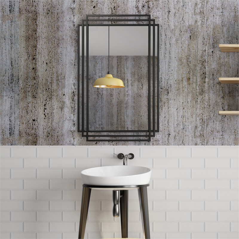 Uttermost Amherst Contemporary Iron and MDF Mirror in Matte Black