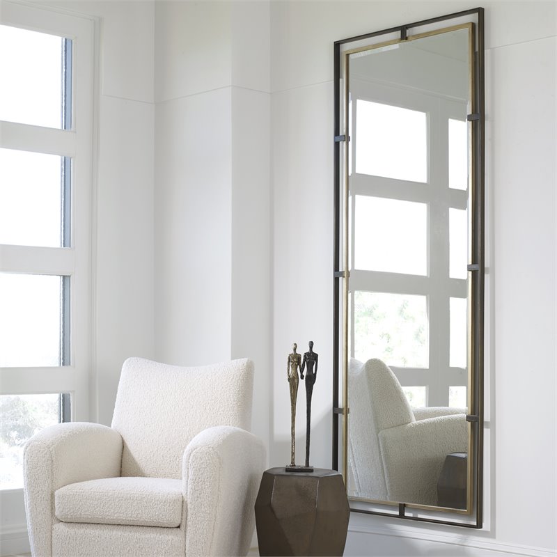 Uttermost Carrizo Transitional Iron Metal and MDF Tall Mirror in Bronze/Gold
