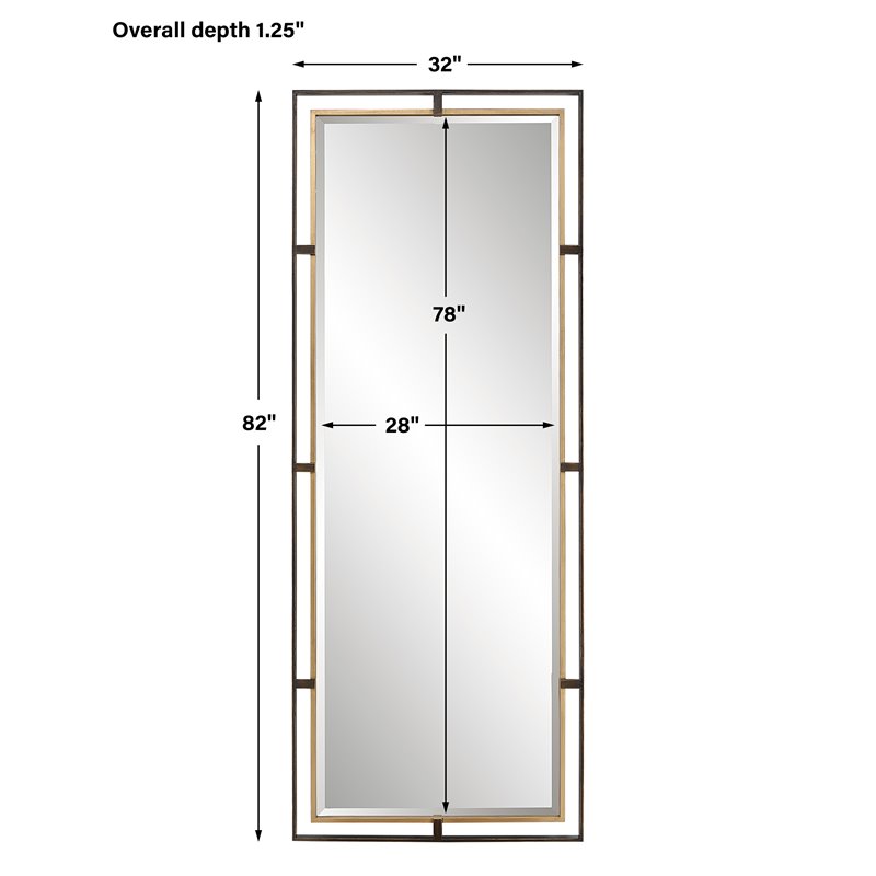 Uttermost Carrizo Transitional Iron Metal and MDF Tall Mirror in Bronze/Gold