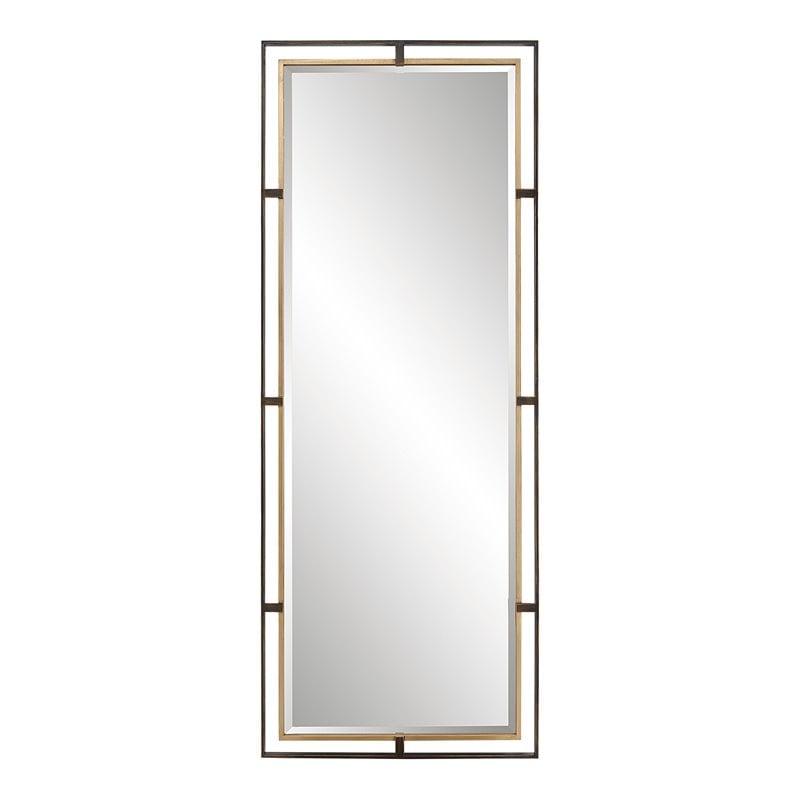Uttermost Carrizo Transitional Iron Metal and MDF Tall Mirror in Bronze/Gold