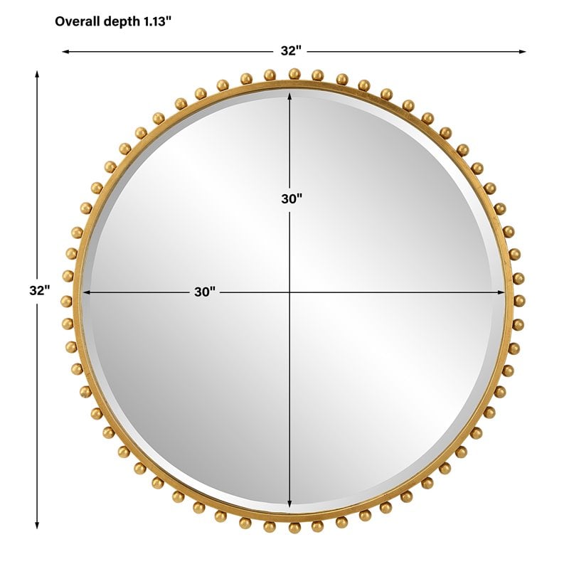 Uttermost Taza Round Contemporary MDF and Iron Mirror in Gold