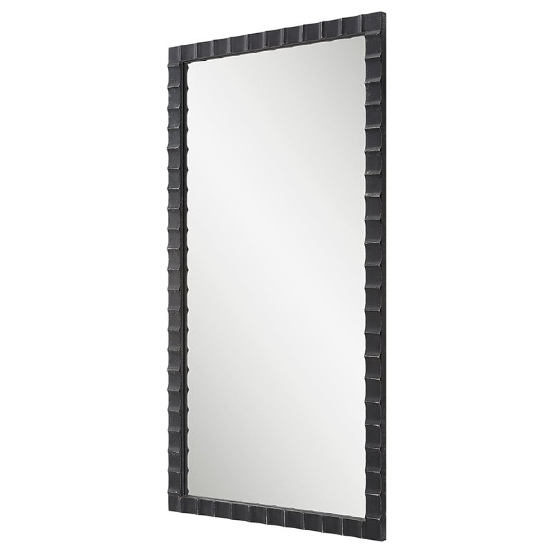 Uttermost Dandridge Contemporary Iron and MDF Mirror in Matte Black/Silver