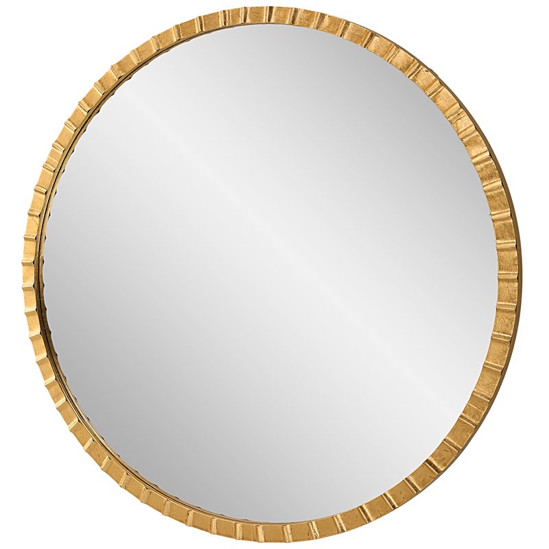 Uttermost Dandridge Round Contemporary Iron and MDF Mirror in Gold