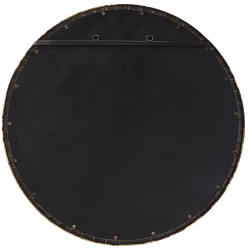 Uttermost Dandridge Round Contemporary Iron and MDF Mirror in Gold