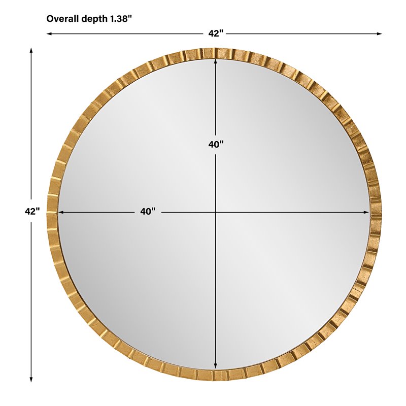 Uttermost Dandridge Round Contemporary Iron and MDF Mirror in Gold