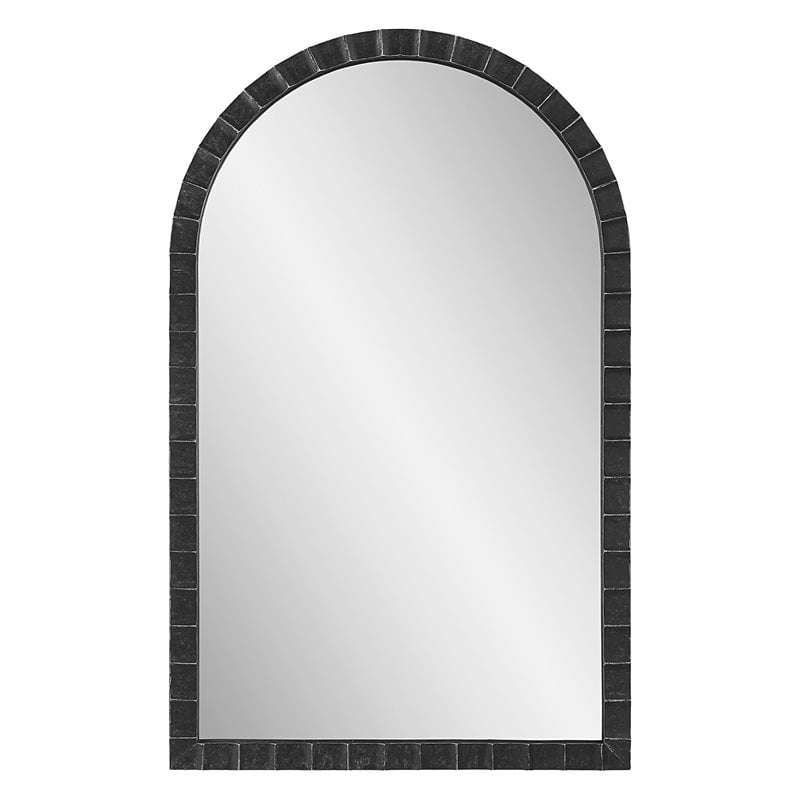 Uttermost Dandridge Contemporary Iron and MDF Arch Mirror in Matte Black/Silver
