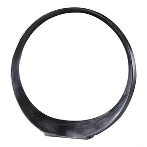 Uttermost Orbits Contemporary Aluminum Large Ring Sculpture in Black Nickel