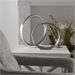 Uttermost Orbits Contemporary Aluminum Ring Sculptures in Nickel (Set of 2)
