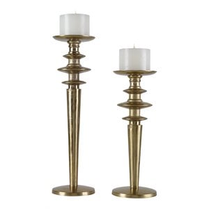 uttermost highclere aluminum candleholders in antique gold (set of 2)