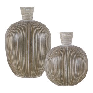 uttermost islander coastal bamboo vases in brown/white (set of 2)