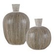 Uttermost Islander Coastal Terracotta Bamboo Vases in Natural/White (set of 2)