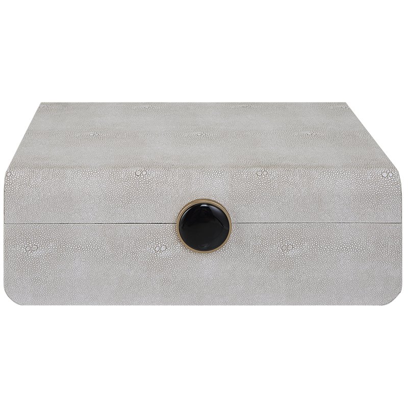 Uttermost Lalique Contemporary Wood Faux Shagreen Box in Brass/ Black/White