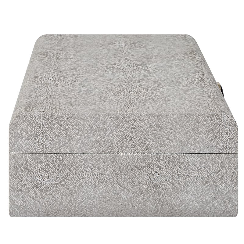 Uttermost Lalique Contemporary Wood Faux Shagreen Box in Brass/ Black/White
