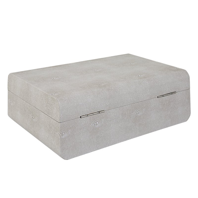 Uttermost Lalique Contemporary Wood Faux Shagreen Box in Brass/ Black/White