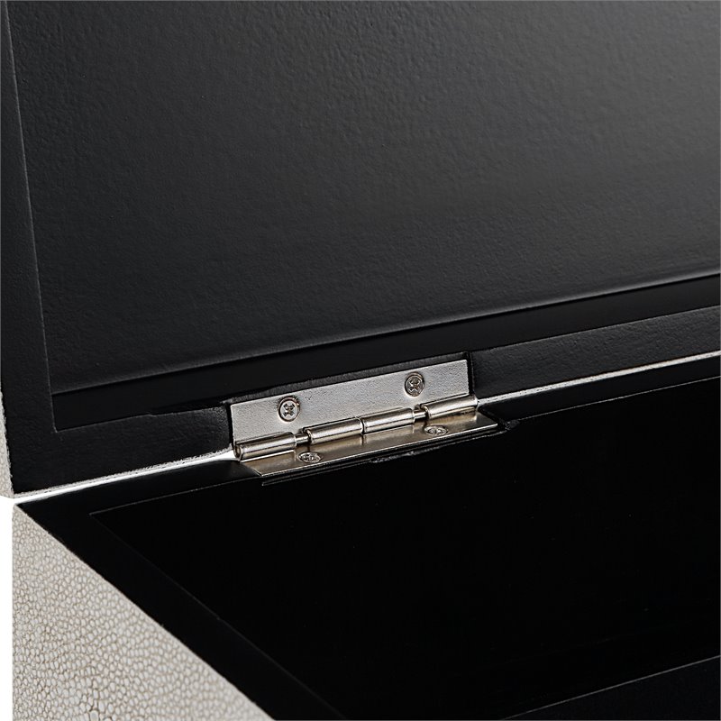 Uttermost Lalique Contemporary Wood Faux Shagreen Box in Brass/ Black/White