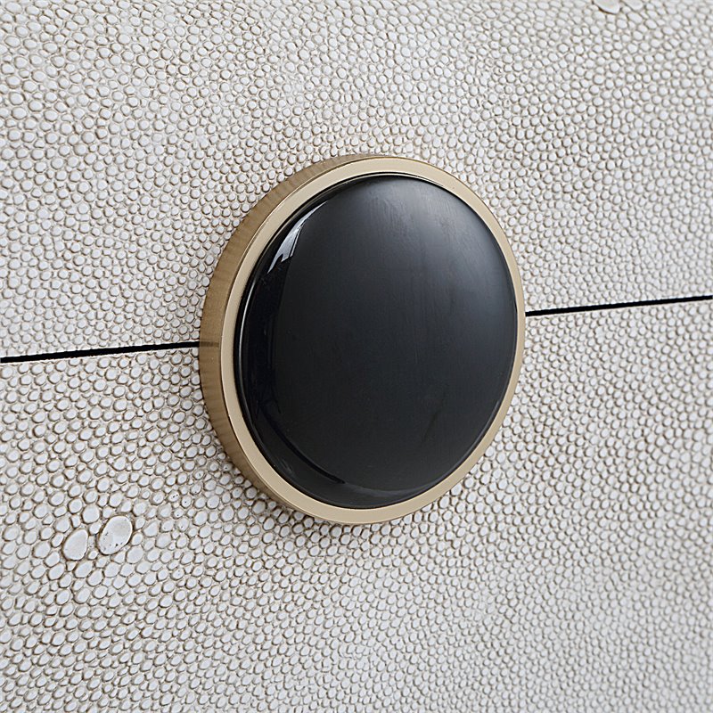 Uttermost Lalique Contemporary Wood Faux Shagreen Box in Brass/ Black/White