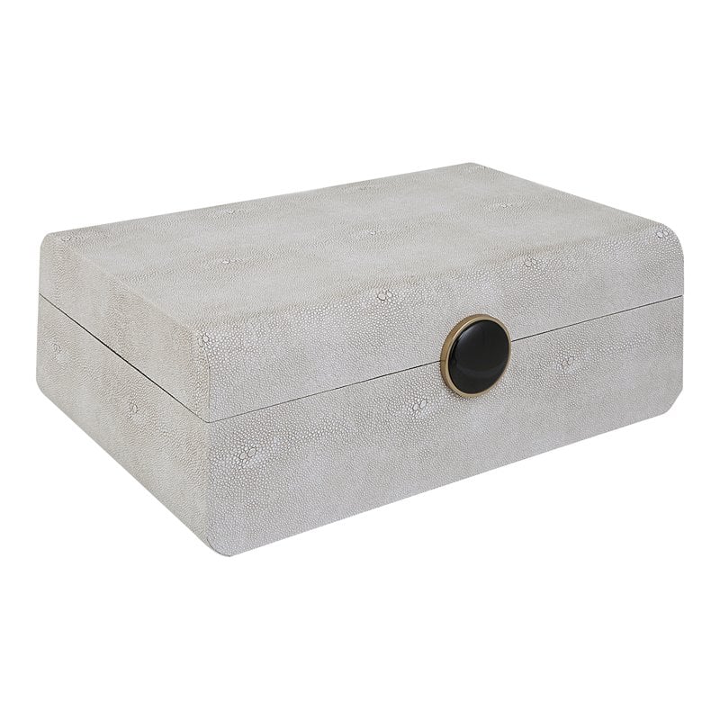 Uttermost Lalique Contemporary Wood Faux Shagreen Box in Brass/ Black/White
