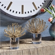 Uttermost Aga Contemporary Steel and Crystal Sculptures in Gold (set of 2)