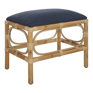 uttermost laguna coastal pine wood and fabric small bench in navy blue