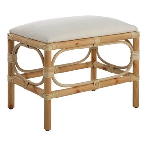 uttermost laguna coastal pine wood and fabric small bench in white