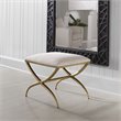 Uttermost Crossing Contemporary Iron and Fabric Small Bench in White/Gold