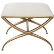 Uttermost Crossing Contemporary Iron and Fabric Small Bench in White/Gold