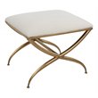 Uttermost Crossing Contemporary Iron and Fabric Small Bench in White/Gold