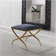 Uttermost Crossing Contemporary Iron and Fabric Small Bench in Navy Blue/Gold