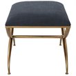 Uttermost Crossing Contemporary Iron and Fabric Small Bench in Navy Blue/Gold