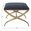 Uttermost Crossing Contemporary Iron and Fabric Small Bench in Navy Blue/Gold