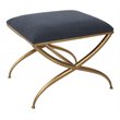 Uttermost Crossing Contemporary Iron and Fabric Small Bench in Navy Blue/Gold